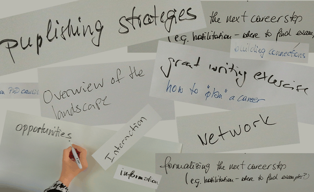 White board with Early Career Researcher ideas